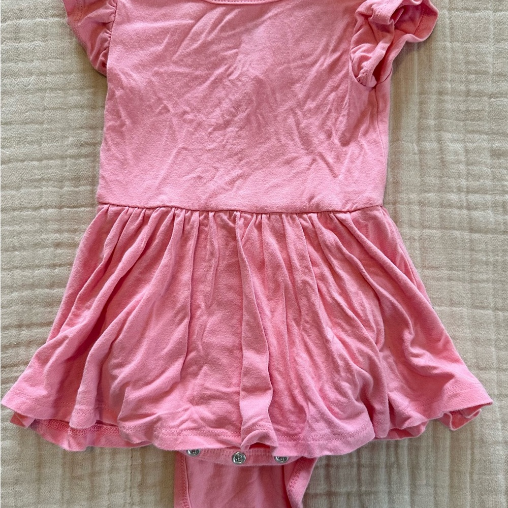 Kyte baby Pink twirl bodysuit Dress with Ruffled Skirt